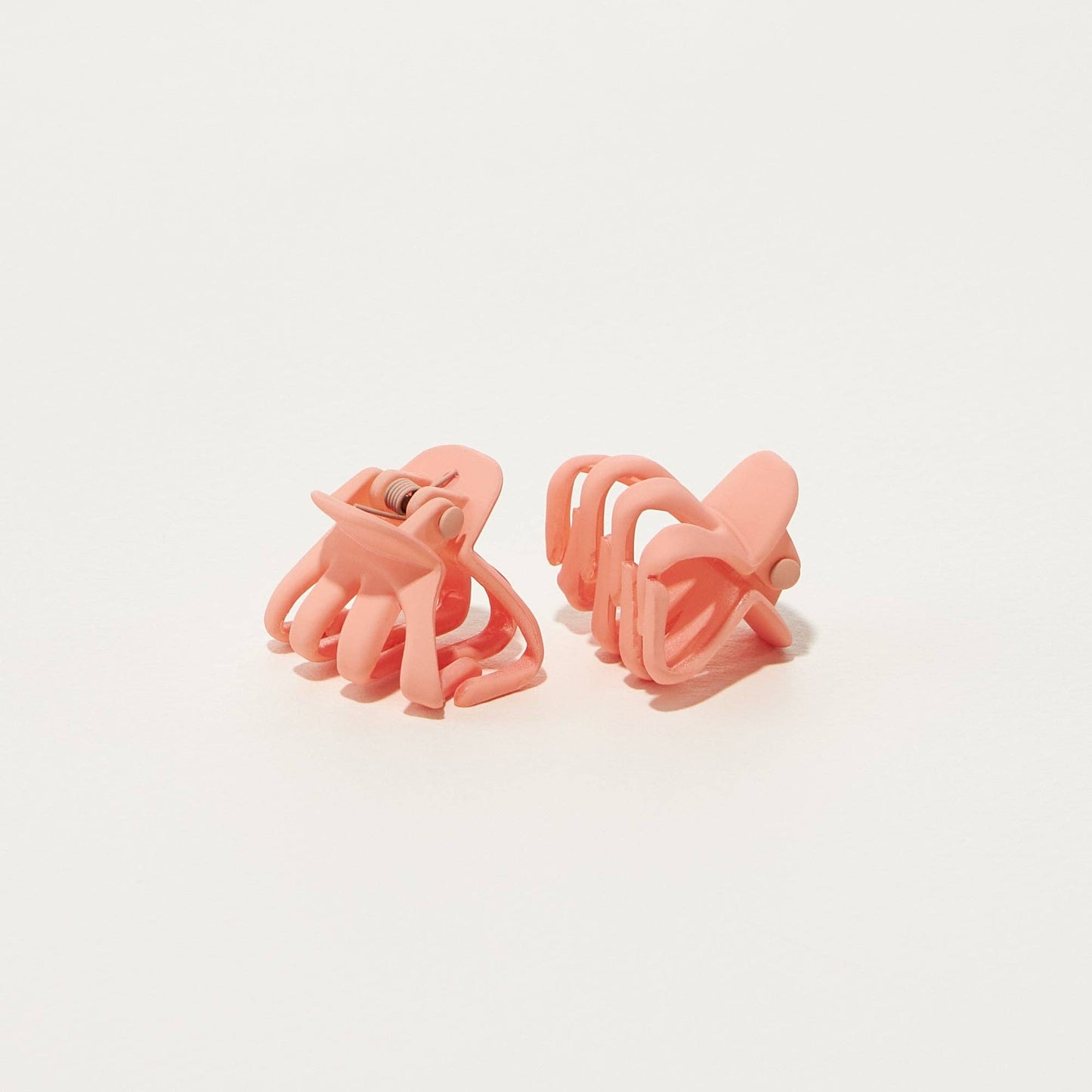 2 Pcs Set Rubber Coated Mini Octopus Hair Claw Clips: WINE