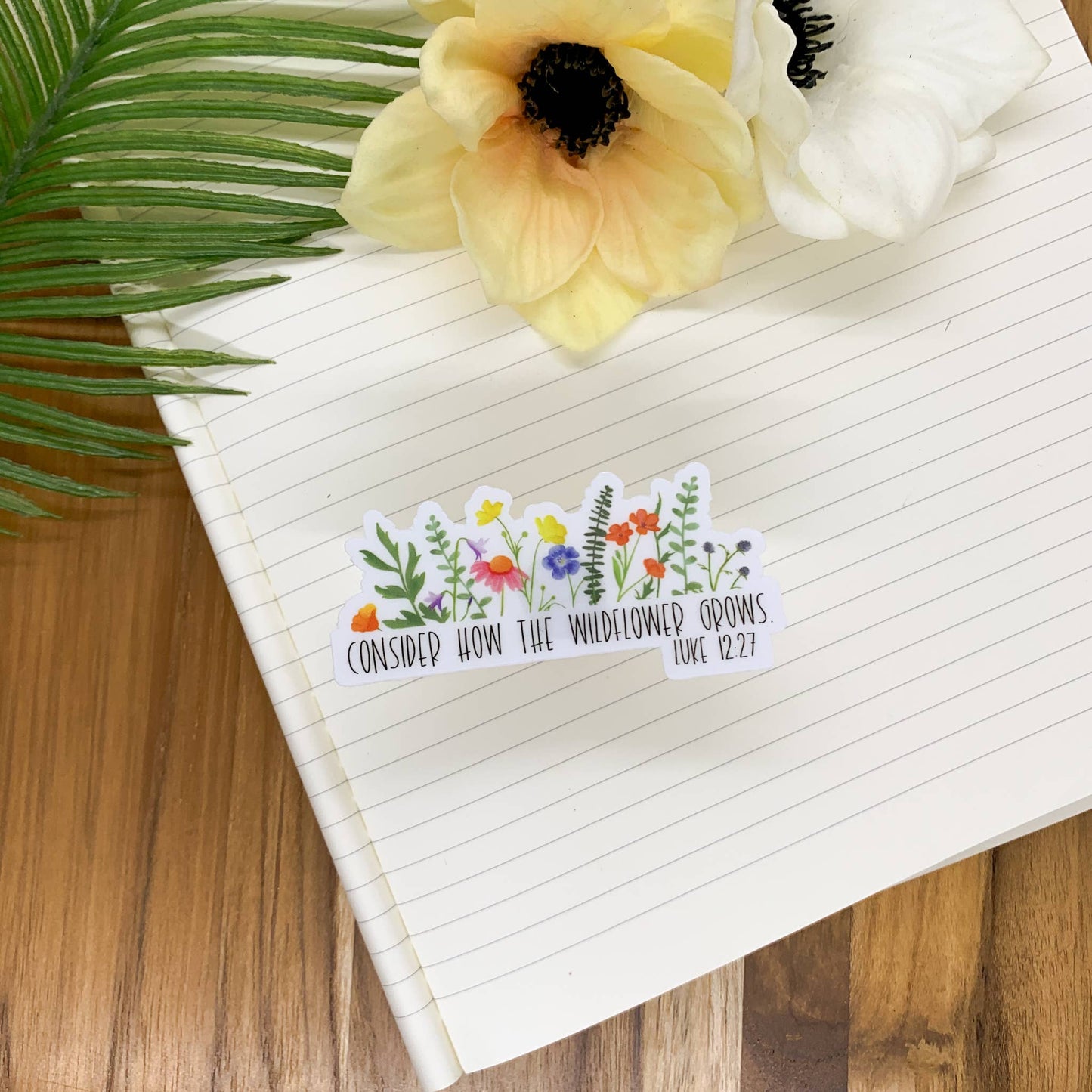 Consider Wildflower Christian clear Vinyl Sticker, 3x3 inch