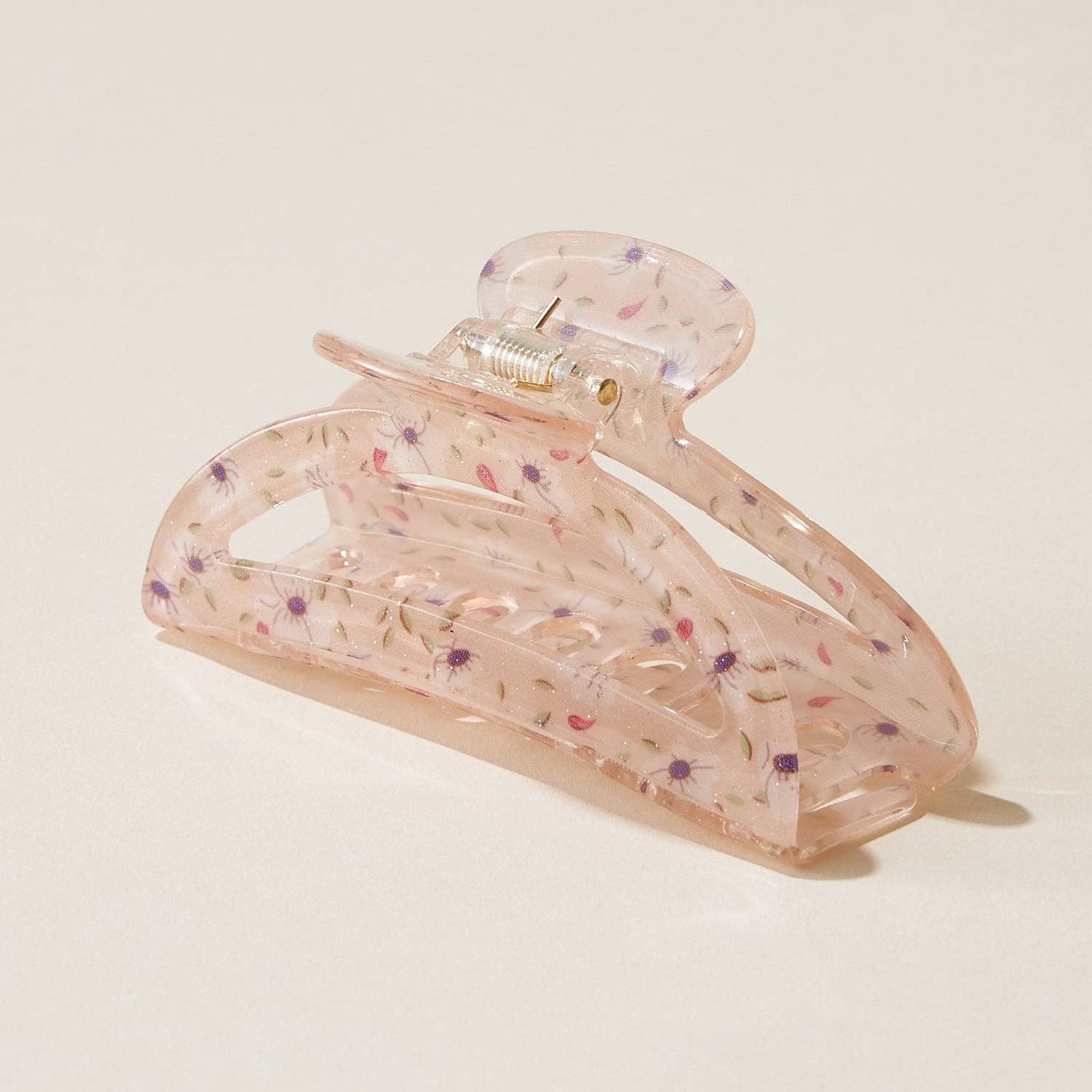 Flower Patterned Crescent Claw Hair Clips: PUR / MH0319