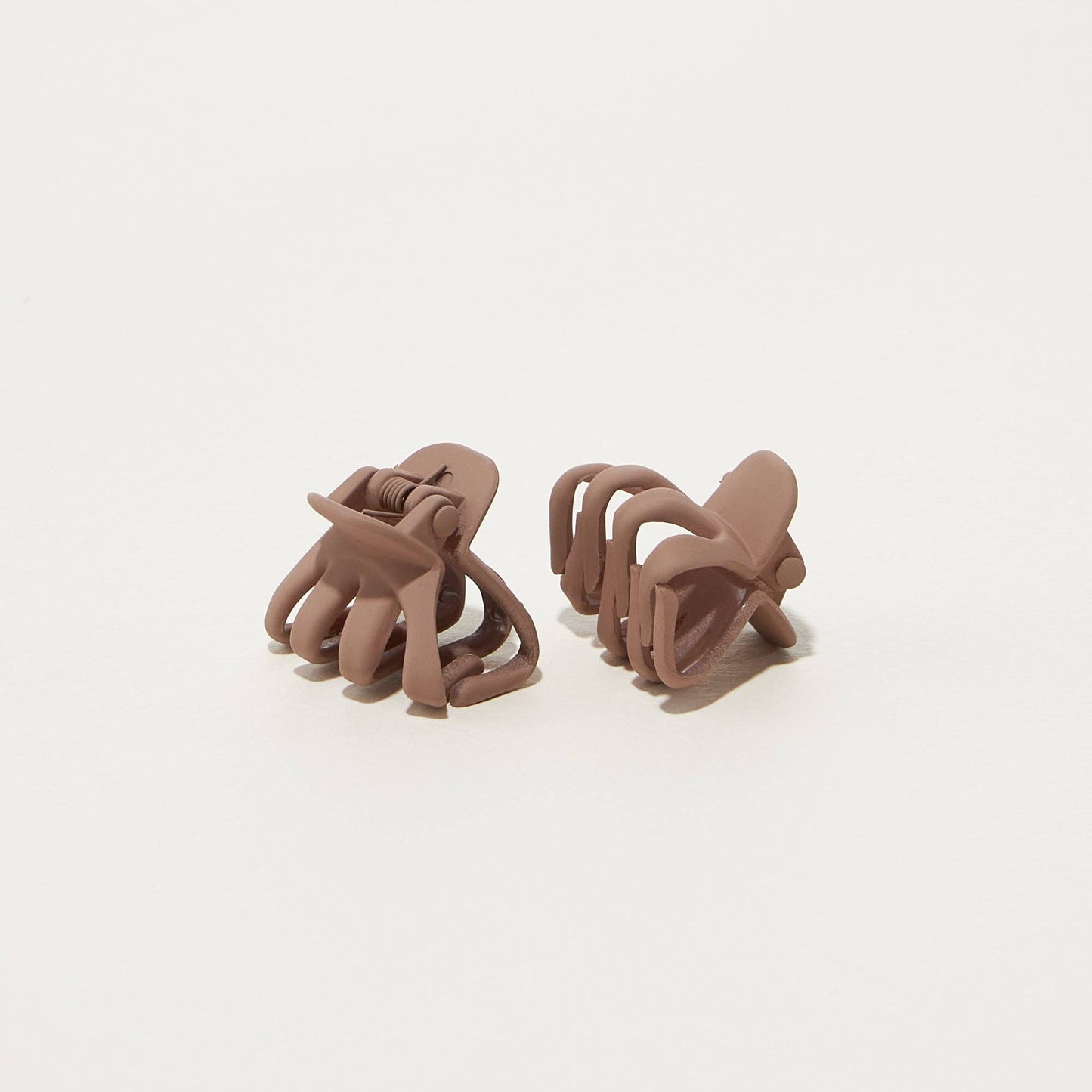 2 Pcs Set Rubber Coated Mini Octopus Hair Claw Clips: WINE