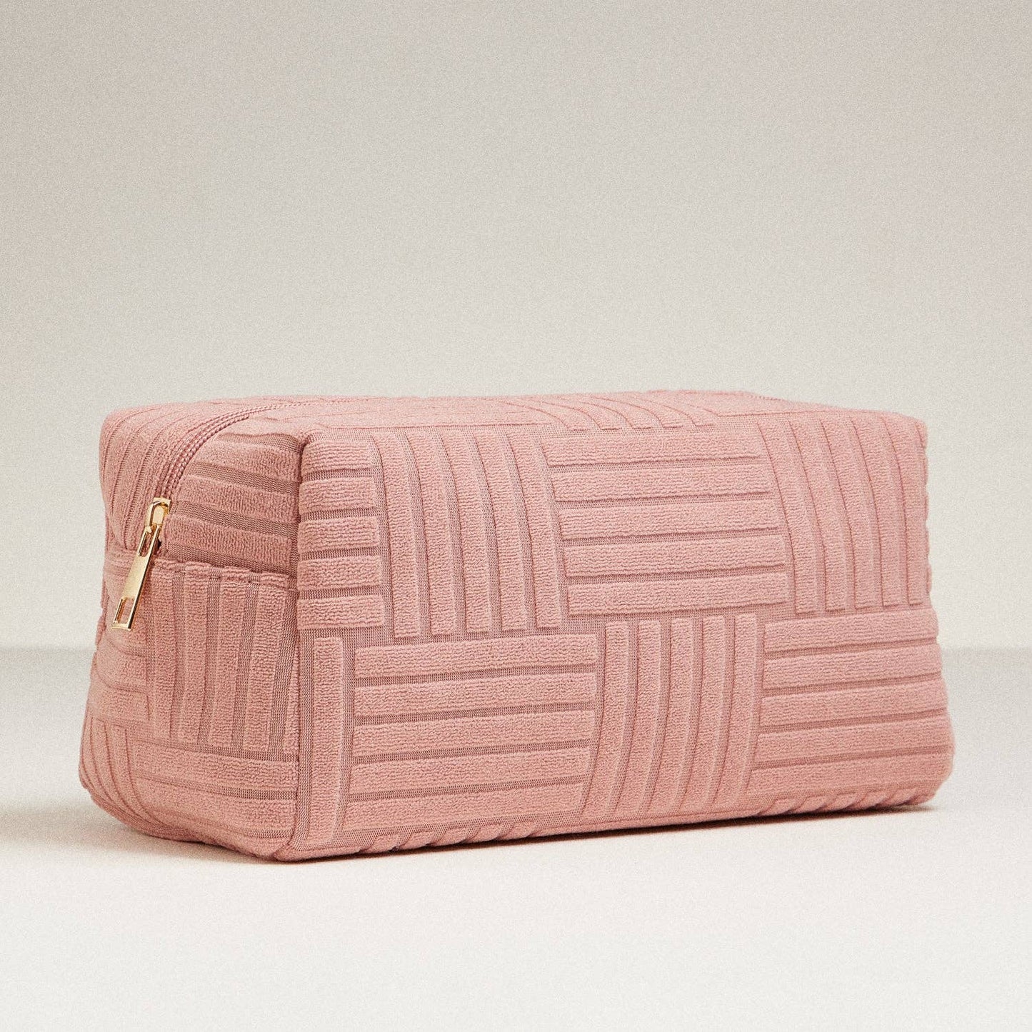 Luxe Terry fabric Travel Pouch-Large: Dusty Pink / One / 5AC78039