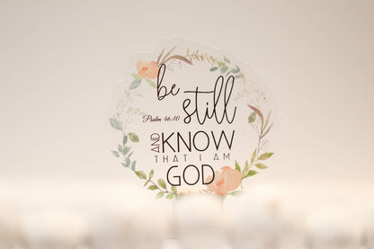 Flourish Be Still Christian Clear, Vinyl Sticker, 3in.