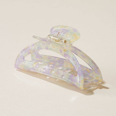 Flower Patterned Crescent Claw Hair Clips: PUR / MH0319